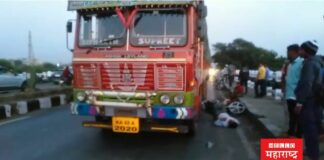 accident truck and a two-wheeler