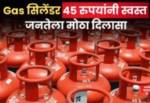 LPG Cylinder Price : Gas सिलेंडर 45 रुपयांनी स्वस्त; जनतेला मोठा दिलासा LPG Cylinder Price reduced