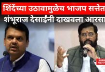शिंदेंच्या उठावामुळेच भाजप सत्तेत; शंभूराज देसाईंनी दाखवला आरसा eknath shinde devendra fadnavis